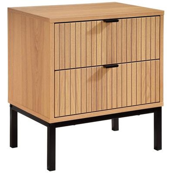 Chevet 2 Tiroirs Dostrie - Bois Et Métal -