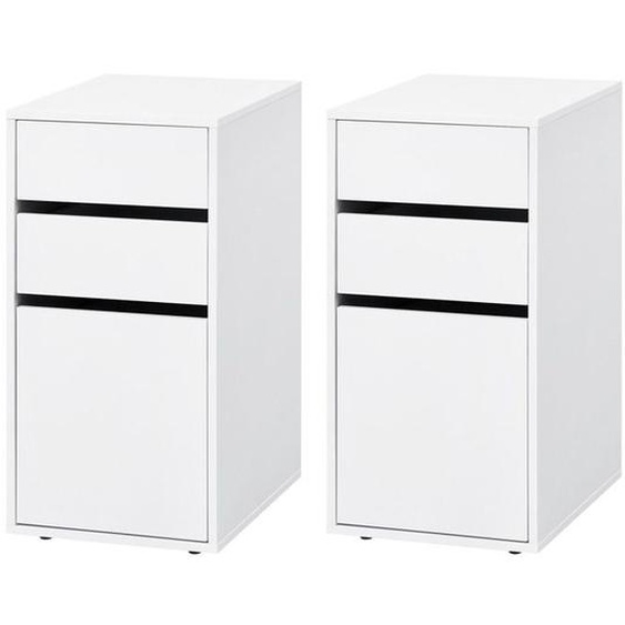 Chevet 3 Tiroirs - Lot de 2 - WOLTU Table dAppoint en Bois - Blanc - pour Chambre Salon