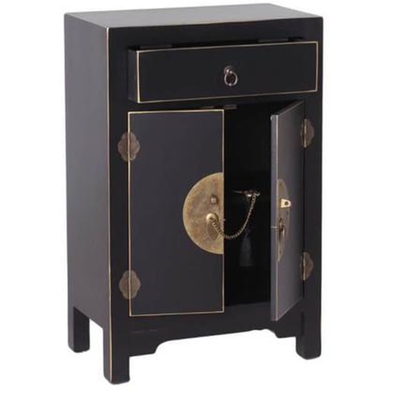 Chevet - ALTOBUY - Ivana Noir - 2 Portes - 1 Tiroir - Style Vintage