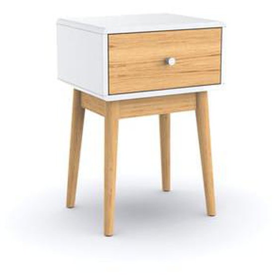 Chevet blanc bois 1 tiroir - Lot de 2