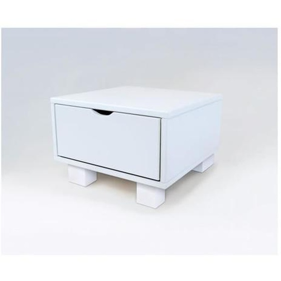 Chevet cube blanc en bois massif - ABC MEUBLES - 1 tiroir - style classique intemporel
