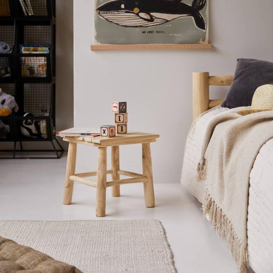 Chevet Enfant En Bois De Teck Kilim Naturel