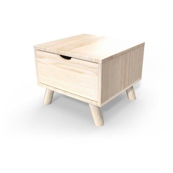 Chevet Scandinave Viking bois + tiroir - ABC MEUBLES - Vernis Naturel - Pin massif des Landes