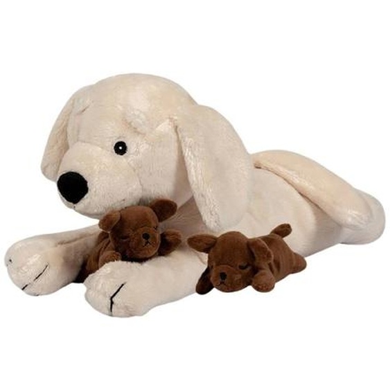Chien En Peluche Et Ses Chiots Beige