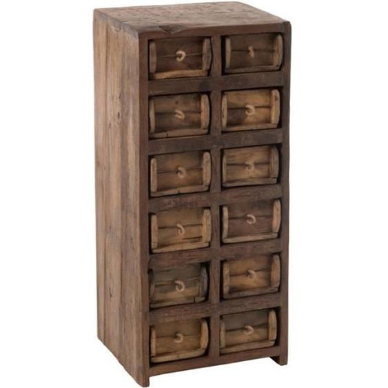 Chiffonnier 12 tiroirs en Bois brut - BOUTY - L 38 x l 34 x H 82