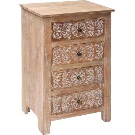 Chiffonnier 4 tiroirs bois de manguier coloris marron - Longueur 50 x Profondeur 40 x Hauteur 80,5 cm