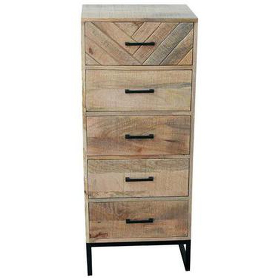 Chiffonnier 5 tiroirs Bois massif/Métal - MUNGO - L 45 x l 35 x H 110