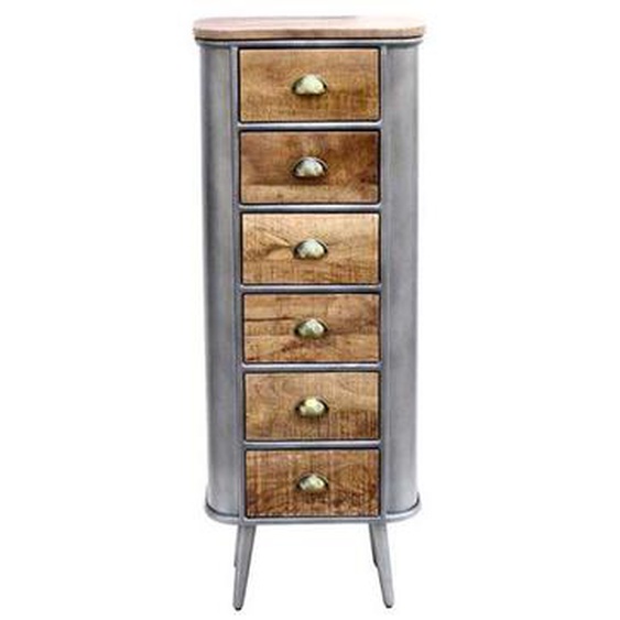 Chiffonnier 6 tiroirs Bois/Metal - JINK - L 52 x l 35 x H 122