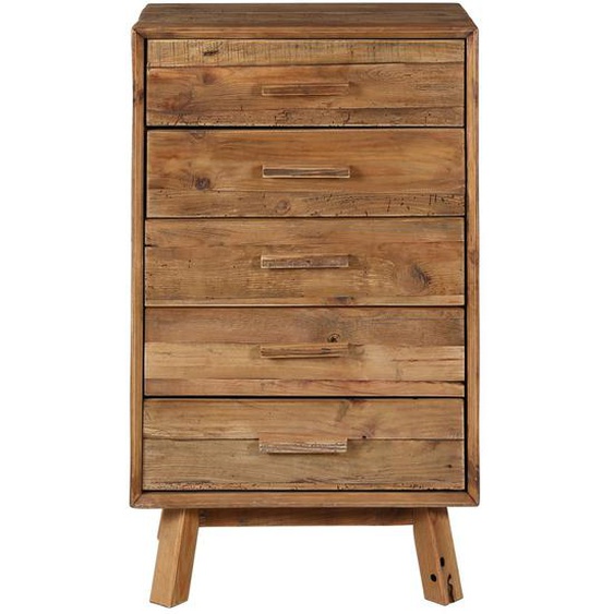 Chiffonnier en bois pin recyclé 5 tiroirs -
