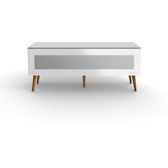 CHIGWELL - Meuble TV blanc avec porte en verre infrarouge blanche