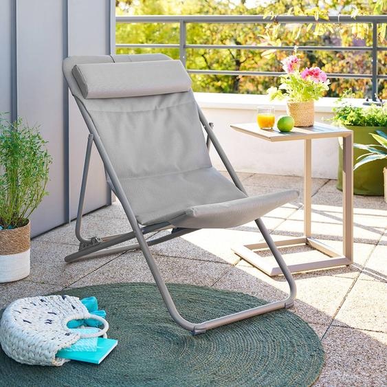 Chilienne de jardin empilable pliable MIRAEL Noisette / Café 3 positions - Acier traité époxy, Traitement anti-rouille renforcé Hespéride