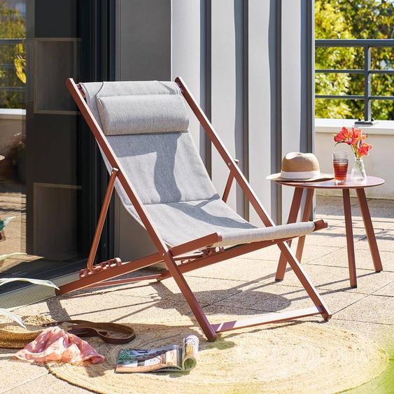 Chilienne de jardin LUNIVIA Acajou 5 positions - Aluminium traité époxy, Texaline Hespéride