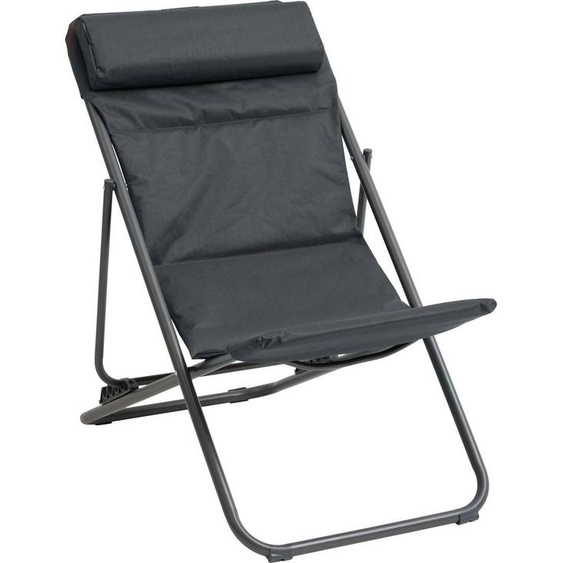 Chilienne de jardin pliante JUBBA Anthracite   Graphite 4 positions - Acier, Polyester Hespéride