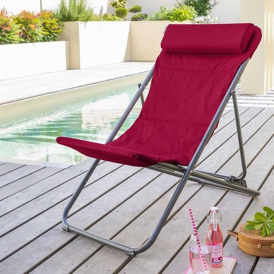 Chilienne de jardin pliante JUBBA Grenade   Graphite 4 positions - Acier, Polyester Hespéride