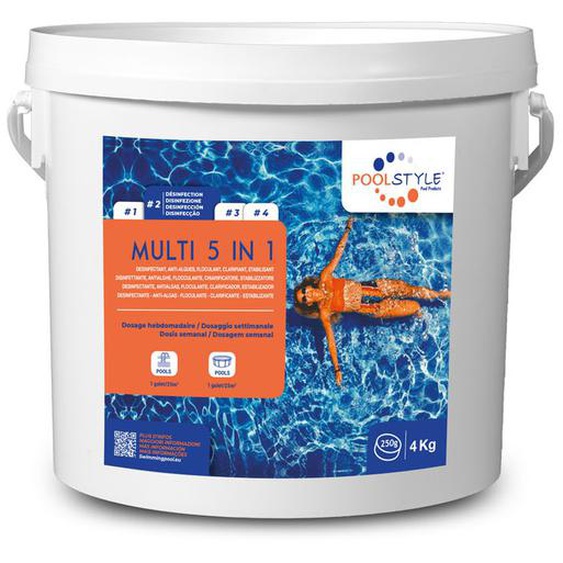 Chlore multifonctions 5 en 1 en galet 250g / 4kg - POOLSTYLE - PSL-500-0003