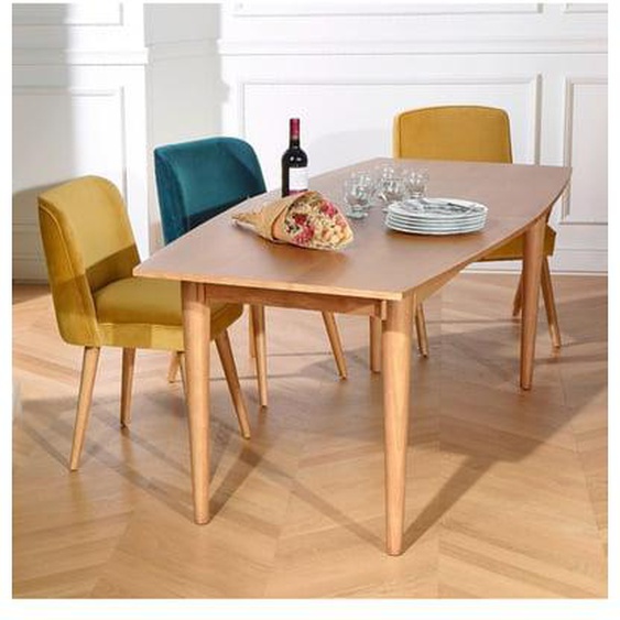Table rectangulaire en hévéa 2 rallonges 8/10 couverts CHRISTOPHE