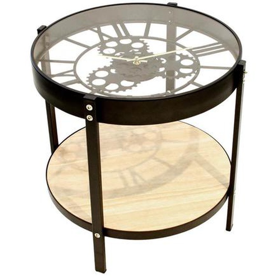 CHRONOS - Table dAppoint Diam. 40.5cm avec Horloge Intégrée