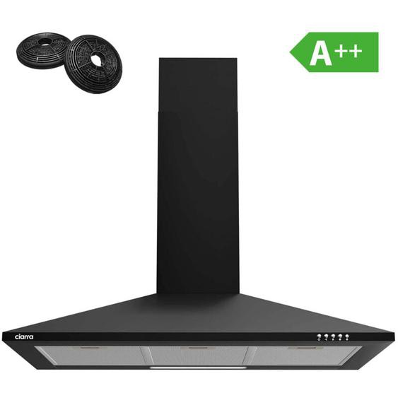 Ciarra - Hotte Aspirante 90cm a++ 370 m3/h 2pcs Filtre Actif Recyclage Ou Evacuation 3 Vitesses 201BK90 Noir