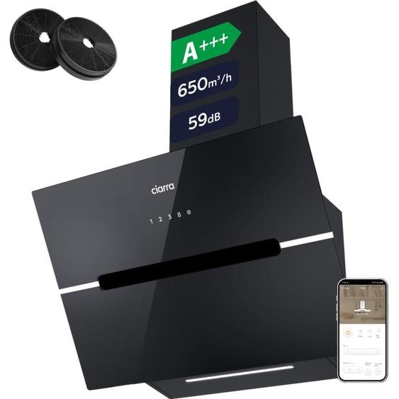 Ciarra - Hotte Tactile et app Contrôle 60cm 650m3/h 4 Vitesses Booster 2pcs Filtre charbon CD6736FB