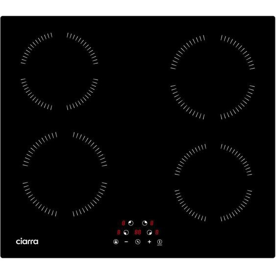 Ciarra - Plaque à Induction 4 Feux 6000W Table de cuisson 59cm Minuterie CD4BIH-A