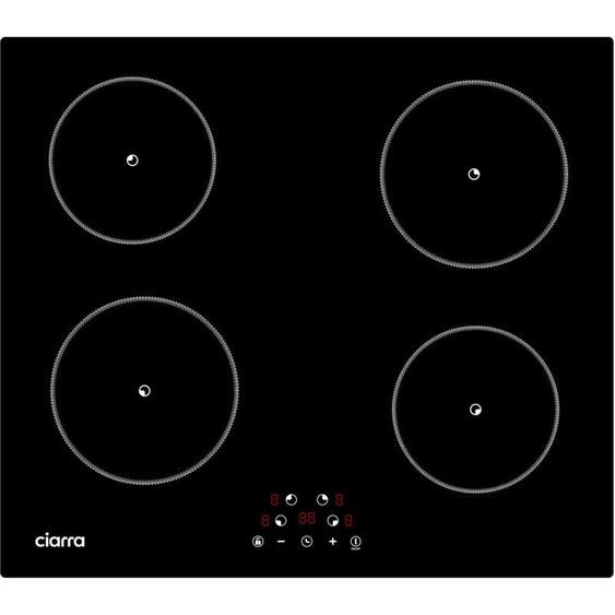 CIARRA Plaque à induction 6000W 4 foyers sécurité enfants réglage de puissance minuterie 99 minutes 59cm CD4BIH-F
