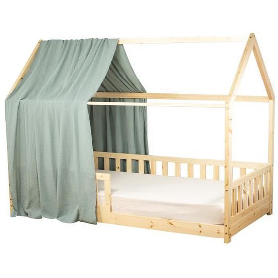 Ciel de Lit Cabane en gaze de coton SOLO Vert de gris 130x420 cm