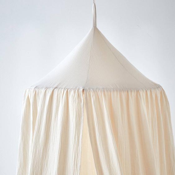 Ciel De Lit En Gaze De Coton Blanc Clair Uni