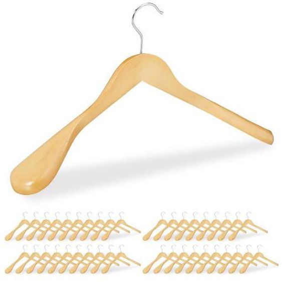 Cintre épaule large, Set de 40, Cintre en bois, vestes, costumes, Crochet 360°C, nature