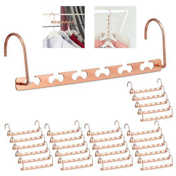 Cintre magique, lot de 30, horizontal & vertical, pour un gain de place, 26 cm, organisateur en métal, cuivré
