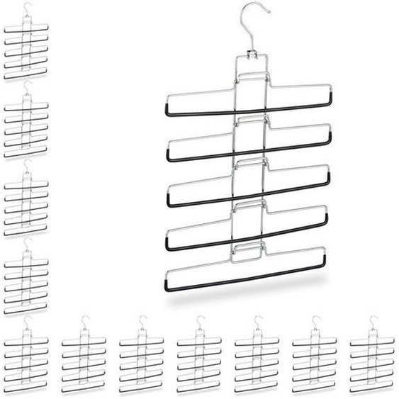 Cintre multiples, lot de 12, multifonctions, gain place, pantalons jupes support amovible, 52x33,5x2 cm, argent
