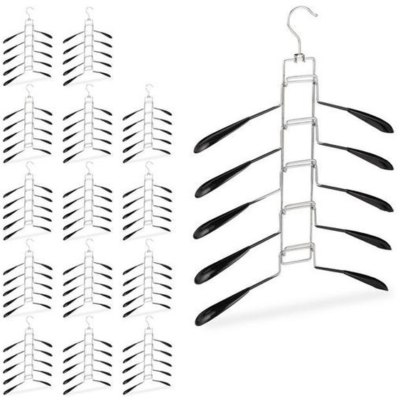 Cintre multiples, lot de 15, cintre multifonction, gain place, robe chemise, 5 support amovible antidérapant, noir
