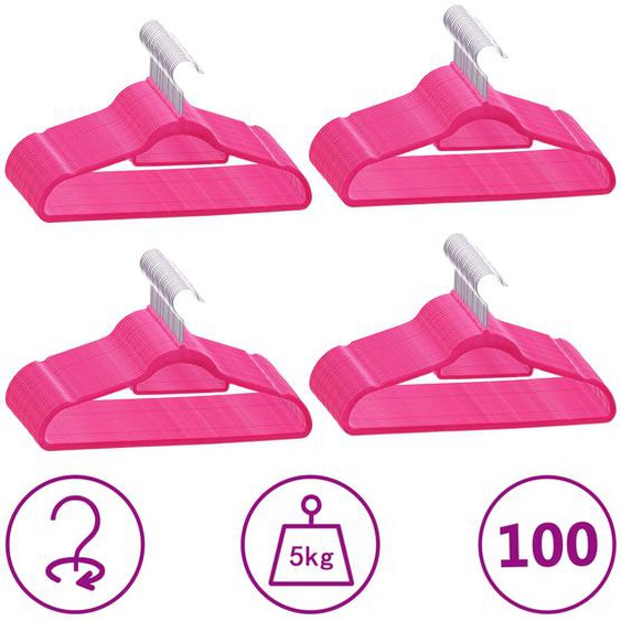 Cintres antidérapants 100 pcs Rose Velours