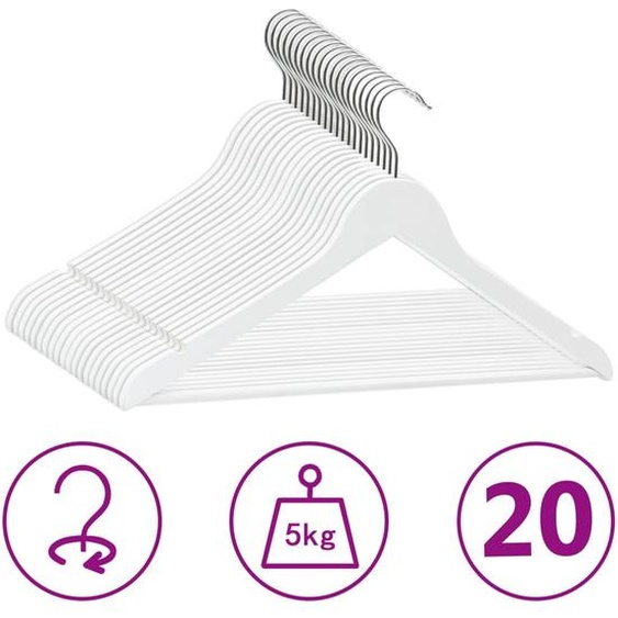 Cintres antidérapants 20 pcs Blanc Bois dur