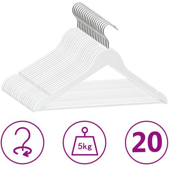 Cintres antidérapants 20 pcs Blanc Bois dur