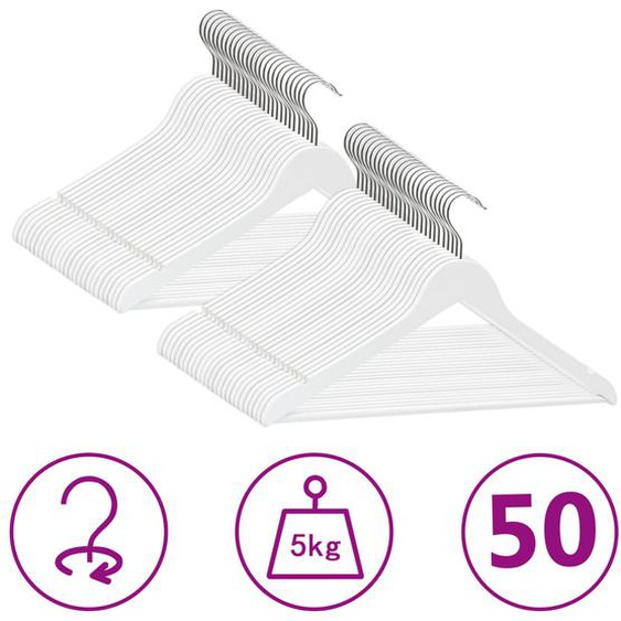 Cintres antidérapants 50 pcs Blanc Bois dur