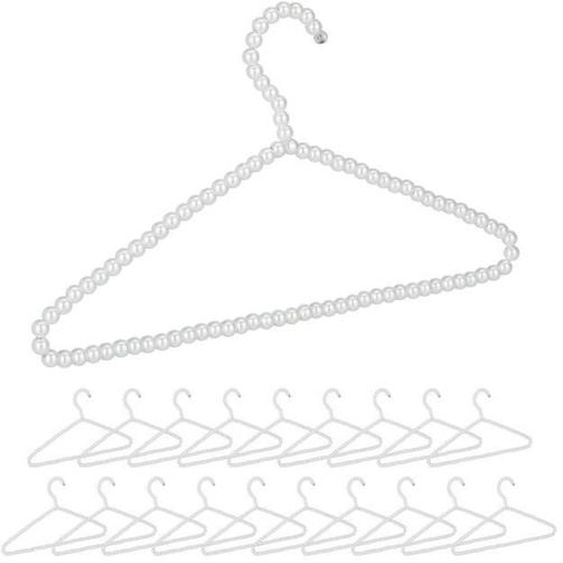 Cintres avec perles, jeu de 20, T shirts, blouses, traverses pour pantalons et jupes, 40 cm, plastique, bancs