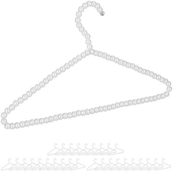 Cintres avec perles, jeu de 30, T shirts, blouses, traverses pour pantalons et jupes, 40 cm, plastique, bancs