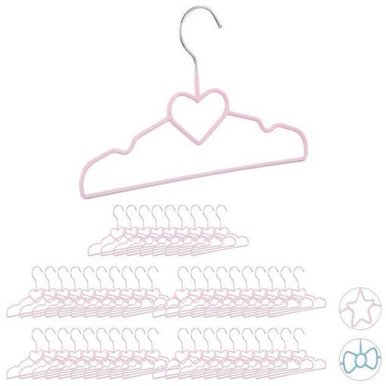 Cintres enfants, lot de 50, cintres bébé décoratif chemises forme originale fer PVC 30 cm, coeur