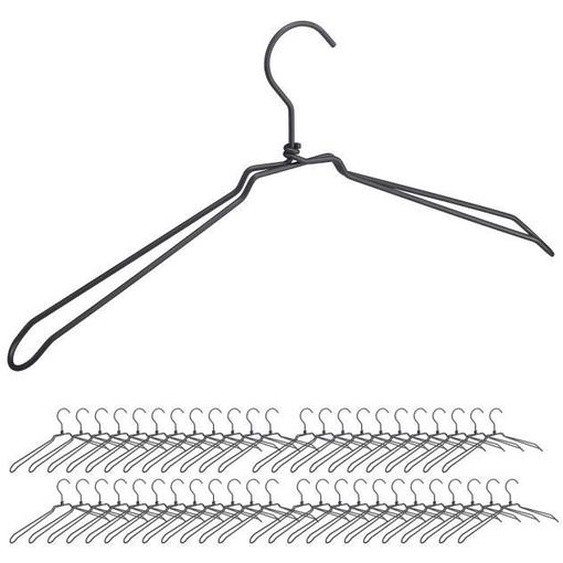 Cintres, jeu de 48, pour chemises, vestons et blouses, design industriel, métal, large de 45 cm, noir