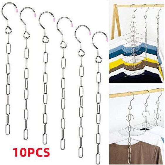 Cintres magiques - Inox - Multi-Fonctions - Gain de Place - 2 pièces - Argent