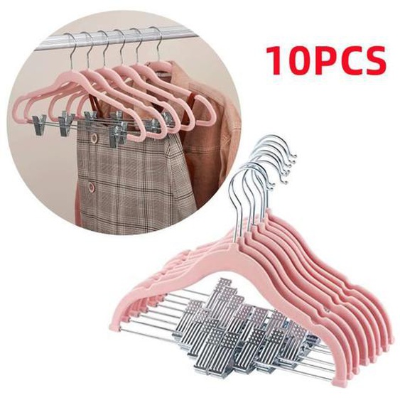 Cintres pour enfants - MARQUE - Portable avec pinces - Crochet rotatif 360° - Antidérapants - Lot de 10