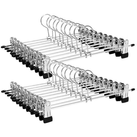Cintres pour pantalons/jupes - INF - Lot de 20 - Métal chromé - Résistant - Style essentiel