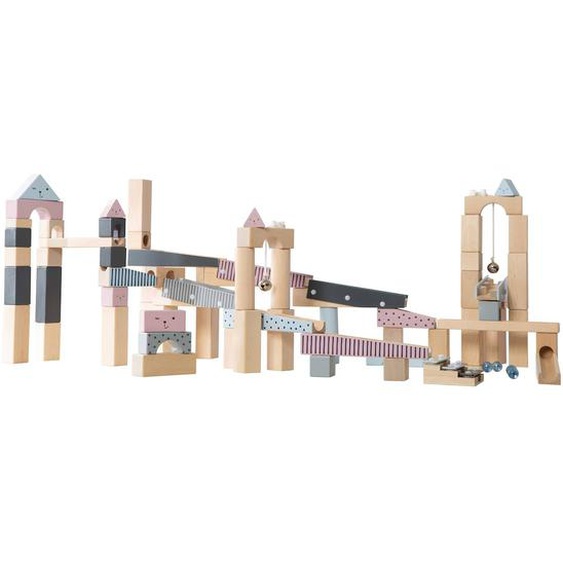 Circuit À Billes 80 Blocs De Construction En Bois Massif + 20 Billes Gris / Multicolore