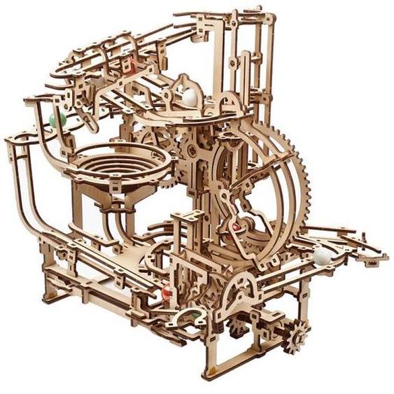 Circuit À Billes Avec Palan Et Monte-charge – Maquette En Bois Mécanique À Construire Brown