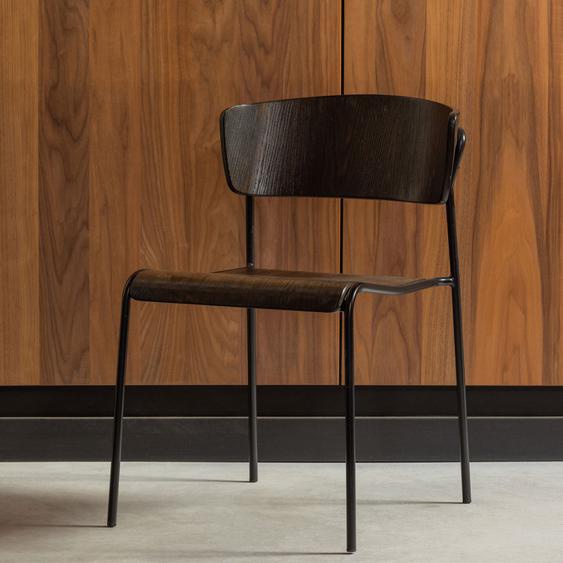 Ciro - Lot de 2 chaises en bois et métal - Couleur - Bois foncé