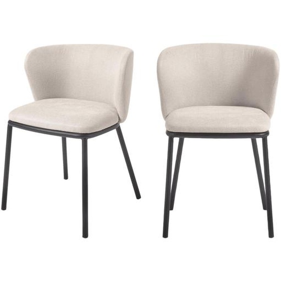 Ciselia - Lot de 2 chaises en chenille et métal - Couleur - Beige