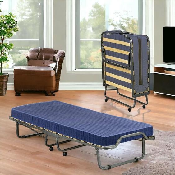 Citrino - Lit pliant, bleu, Matelas inclus Fabrication italienne