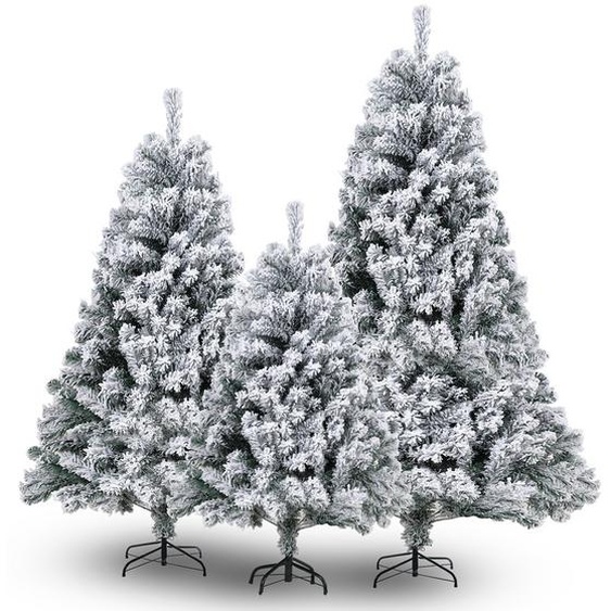 Clanmacy 150cm Arbre de Noël artificiel Sapin blanc Flocons de neige pour décoration de Noël