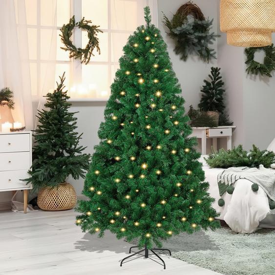 Clanmacy Arbre de Noël artificiel 210cm Sapin artificiel avec éclairage LED Sapin pour décoration de Noël