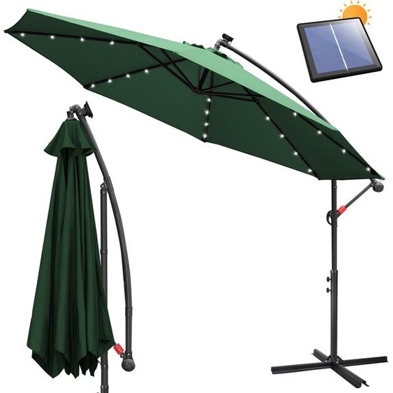 Clanmacy Parasol avec éclairage LED Ø300cm Parasol ampli 360° pivotant Parasol de jardin Pavillon vert